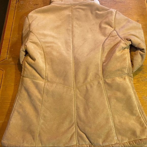 Vintage 90’s Fabio Heavy Authentic Hooded Suede Ladies Coat w/ Sherpa Lining - L - Picture 4 of 12